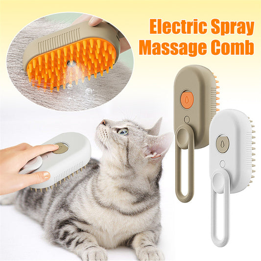 Cat Steam Brush – 3-in-1 Electric Pet Grooming Comb for Cats & Small Dogs